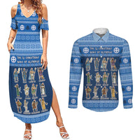 Greece Christmas Couples Matching Summer Maxi Dress and Long Sleeve Button Shirt The Twelve Gods Of Olympus - Wonder Print Shop