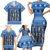 Greece Christmas Family Matching Short Sleeve Bodycon Dress and Hawaiian Shirt The Twelve Gods Of Olympus - Wonder Print Shop