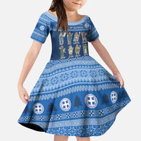 Greece Christmas Kid Short Sleeve Dress The Twelve Gods Of Olympus - Wonder Print Shop