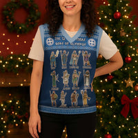 Greece Christmas Knitted V-Neck Vest The Twelve Gods Of Olympus - Wonder Print Shop
