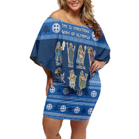 Greece Christmas Off Shoulder Short Dress The Twelve Gods Of Olympus - Wonder Print Shop