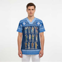 Greece Christmas Scrub Top The Twelve Gods Of Olympus - Wonder Print Shop