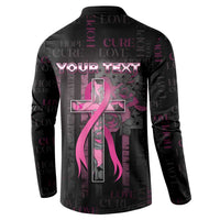 Personalized American Breast Cancer Button Sweatshirt Hope And Cure Cross - Wonder Print Shop