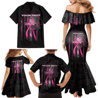 Personalized American Breast Cancer Family Matching Mermaid Dress and Hawaiian Shirt Hope And Cure Cross - Wonder Print Shop