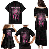 Personalized American Breast Cancer Family Matching Puletasi and Hawaiian Shirt Hope And Cure Cross - Wonder Print Shop