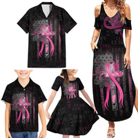 Personalized American Breast Cancer Family Matching Summer Maxi Dress and Hawaiian Shirt Hope And Cure Cross - Wonder Print Shop
