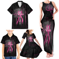 Personalized American Breast Cancer Family Matching Tank Maxi Dress and Hawaiian Shirt Hope And Cure Cross - Wonder Print Shop