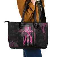American Breast Cancer Leather Tote Bag Hope And Cure Cross - Wonder Print Shop
