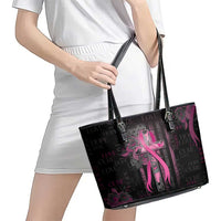 American Breast Cancer Leather Tote Bag Hope And Cure Cross - Wonder Print Shop