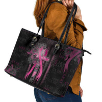 American Breast Cancer Leather Tote Bag Hope And Cure Cross - Wonder Print Shop
