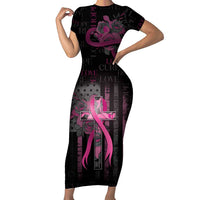 Personalized American Breast Cancer Short Sleeve Bodycon Dress Hope And Cure Cross - Wonder Print Shop