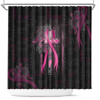 American Breast Cancer Shower Curtain Hope And Cure Cross - Wonder Print Shop