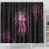 American Breast Cancer Shower Curtain Hope And Cure Cross - Wonder Print Shop