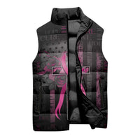 Personalized American Breast Cancer Sleeveless Puffer Jacket Hope And Cure Cross - Wonder Print Shop