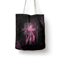 American Breast Cancer Tote Bag Hope And Cure Cross - Wonder Print Shop