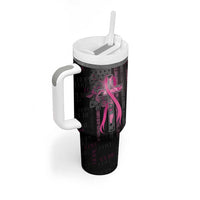 Personalized American Breast Cancer Tumbler With Handle Hope And Cure Cross - Wonder Print Shop