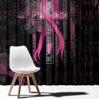 American Breast Cancer Window Curtain Hope And Cure Cross - Wonder Print Shop