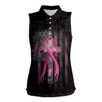 Personalized American Breast Cancer Women Sleeveless Polo Shirt Hope And Cure Cross - Wonder Print Shop