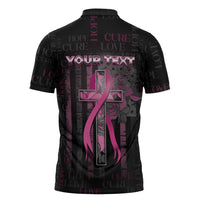 Personalized American Breast Cancer Zipper Polo Shirt Hope And Cure Cross - Wonder Print Shop