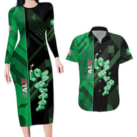 Personalized Italy Lombardy Couples Matching Long Sleeve Bodycon Dress and Hawaiian Shirt Isometric Style - Wonder Print Shop