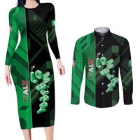 Personalized Italy Lombardy Couples Matching Long Sleeve Bodycon Dress and Long Sleeve Button Shirt Isometric Style - Wonder Print Shop