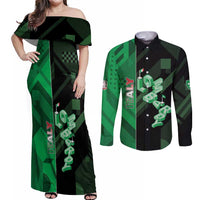 Personalized Italy Lombardy Couples Matching Off Shoulder Maxi Dress and Long Sleeve Button Shirt Isometric Style - Wonder Print Shop