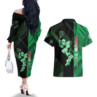 Personalized Italy Lombardy Couples Matching Off The Shoulder Long Sleeve Dress and Hawaiian Shirt Isometric Style - Wonder Print Shop