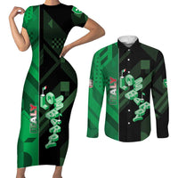 Personalized Italy Lombardy Couples Matching Short Sleeve Bodycon Dress and Long Sleeve Button Shirt Isometric Style - Wonder Print Shop