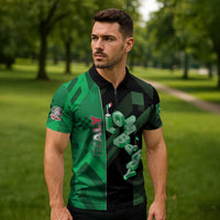 Personalized Italy Lombardy Zipper Polo Shirt Isometric Style - Wonder Print Shop