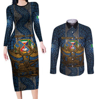 Personalized Italy Lazio Couples Matching Long Sleeve Bodycon Dress and Long Sleeve Button Shirt Roman Eagle Heritage - Wonder Print Shop