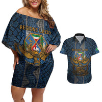 Personalized Italy Lazio Couples Matching Off Shoulder Short Dress and Hawaiian Shirt Roman Eagle Heritage - Wonder Print Shop