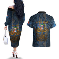 Personalized Italy Lazio Couples Matching Off The Shoulder Long Sleeve Dress and Hawaiian Shirt Roman Eagle Heritage - Wonder Print Shop