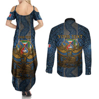 Personalized Italy Lazio Couples Matching Summer Maxi Dress and Long Sleeve Button Shirt Roman Eagle Heritage - Wonder Print Shop