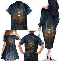 Personalized Italy Lazio Family Matching Off The Shoulder Long Sleeve Dress and Hawaiian Shirt Roman Eagle Heritage - Wonder Print Shop