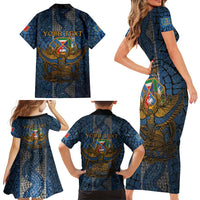 Personalized Italy Lazio Family Matching Short Sleeve Bodycon Dress and Hawaiian Shirt Roman Eagle Heritage - Wonder Print Shop