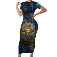 Personalized Italy Lazio Short Sleeve Bodycon Dress Roman Eagle Heritage - Wonder Print Shop