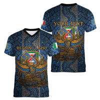 Personalized Italy Lazio Women V-Neck T-Shirt Roman Eagle Heritage - Wonder Print Shop
