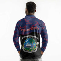 Personalized Liberia Long Sleeve Polo Shirt Map With Pepper Flowers Scratch Texture