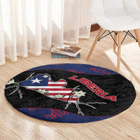 Liberia Round Carpet Map With Pepper Flowers Scratch Texture