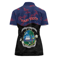 Personalized Liberia Women Polo Shirt Map With Pepper Flowers Scratch Texture