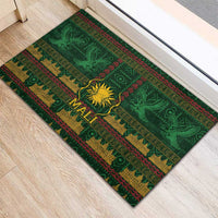 Mali Rubber Doormat Golden Sun And Mosque Patterns Retro Style