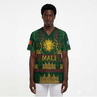 Mali Scrub Top Golden Sun And Mosque Patterns Retro Style