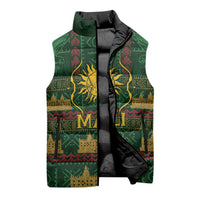 Mali Sleeveless Puffer Jacket Golden Sun And Mosque Patterns Retro Style