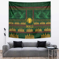Mali Tapestry Golden Sun And Mosque Patterns Retro Style