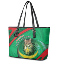 Mauritania Leather Tote Bag African Wildcat From Richat Structure