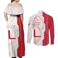 Greenland Couples Matching Off Shoulder Maxi Dress and Long Sleeve Button Shirt Coat Of Arms Unique Style