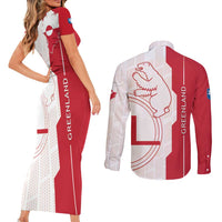 Greenland Couples Matching Short Sleeve Bodycon Dress and Long Sleeve Button Shirt Coat Of Arms Unique Style