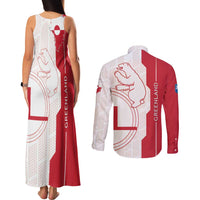 Greenland Couples Matching Tank Maxi Dress and Long Sleeve Button Shirt Coat Of Arms Unique Style