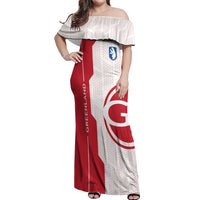 Greenland Off Shoulder Maxi Dress Coat Of Arms Unique Style