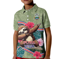 Costa Rica Kid Polo Shirt Pura Vida Dabbing Sloth